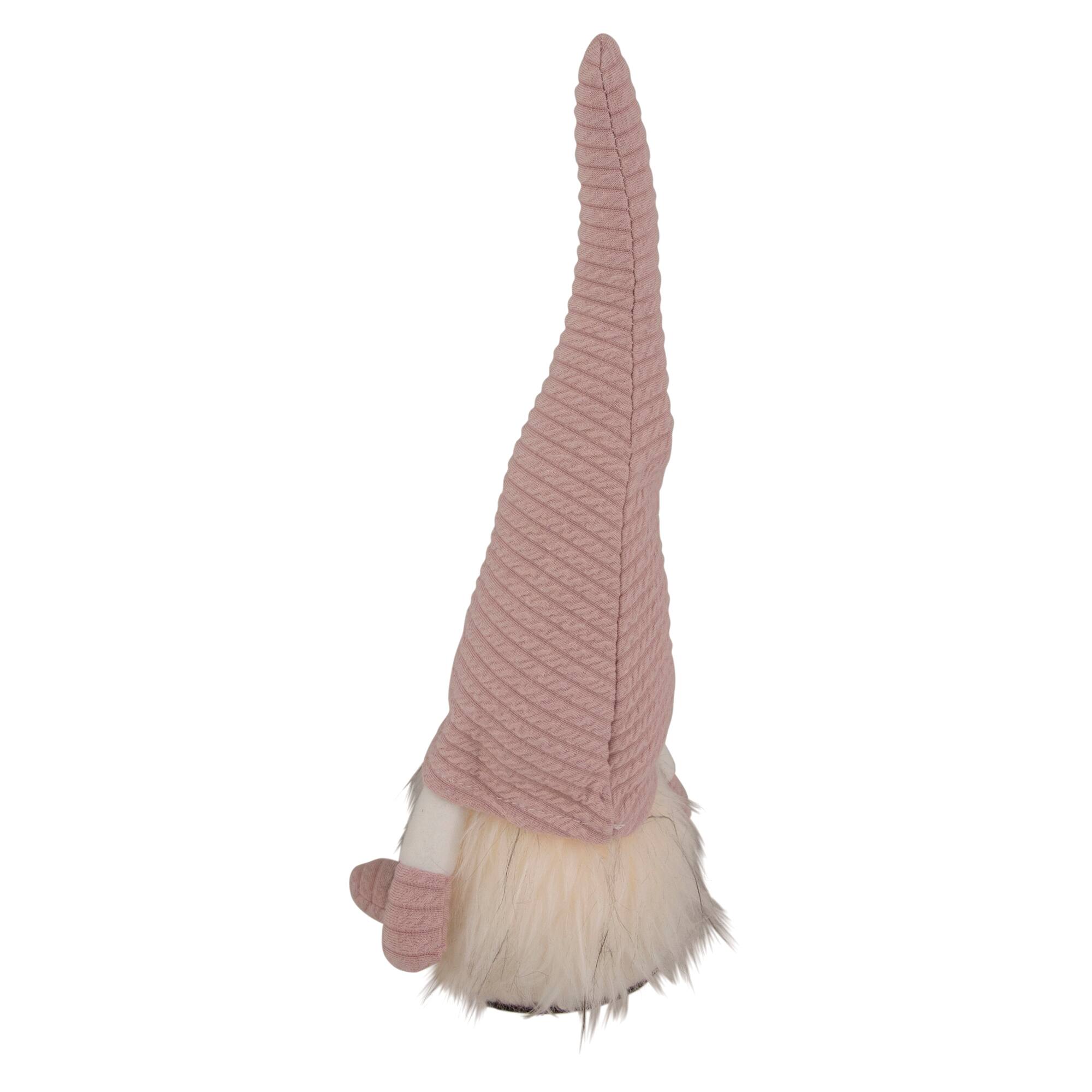 12" Lighted Pink Spring Gnome with Flower Hat